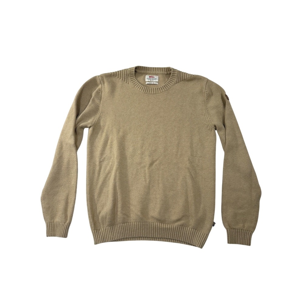 Fjallraven Ovik Knit Crew Sweater Tan Beige Mens Medium 82409